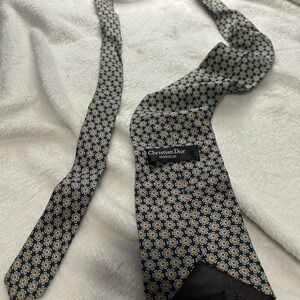 Dior Men's Floral Pattern Tie - Black and‎ Cream